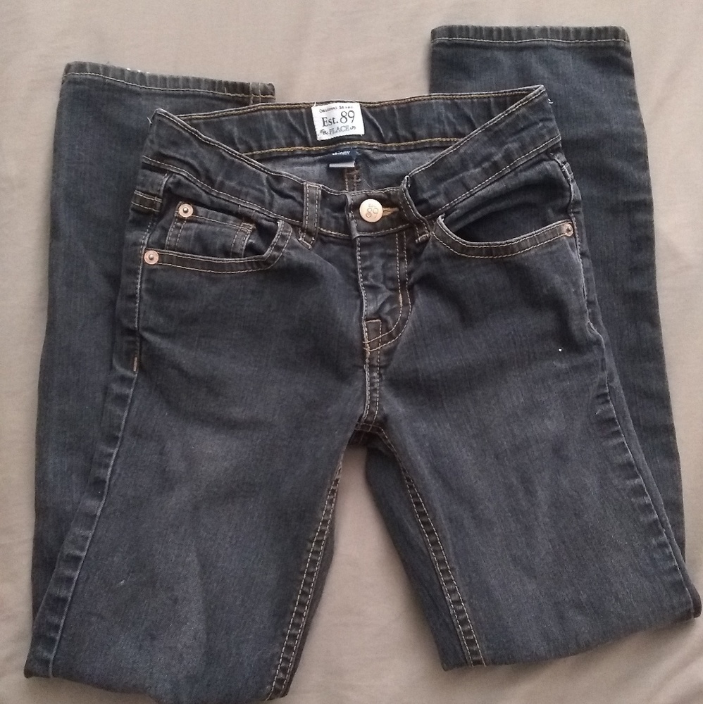 Girl's charcoal black skinny stretch jeans